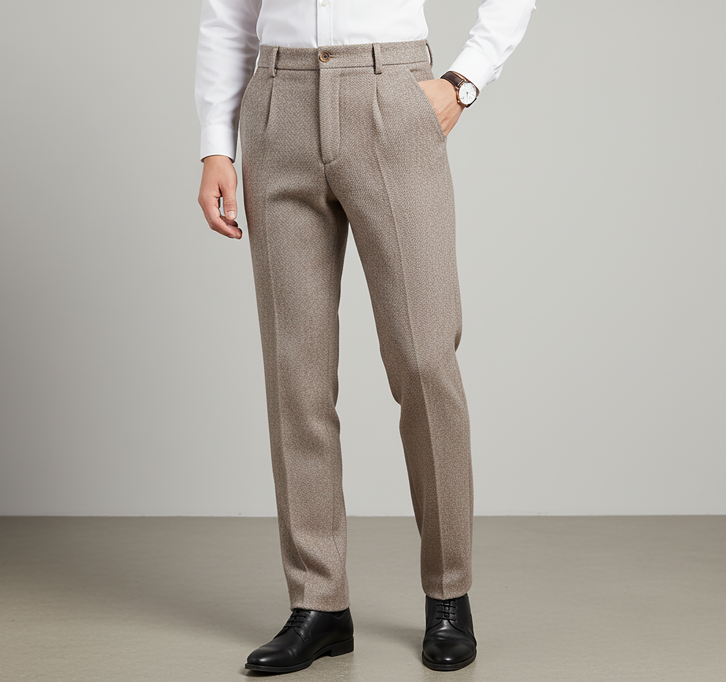 Wool Blend Tailored Trousers