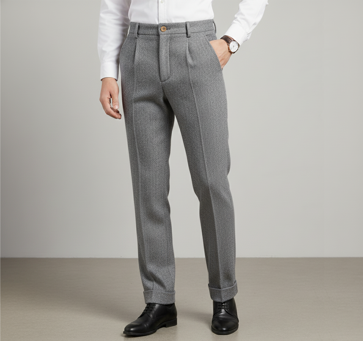 Wool Blend Tailored Trousers