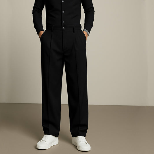 Wide-Leg Pleated Trousers