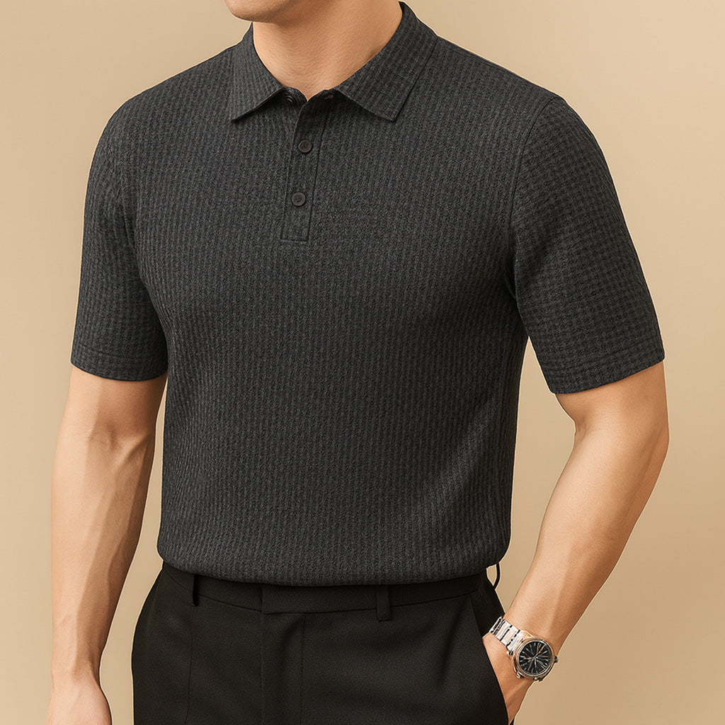 Textured Knit Polo Shirt