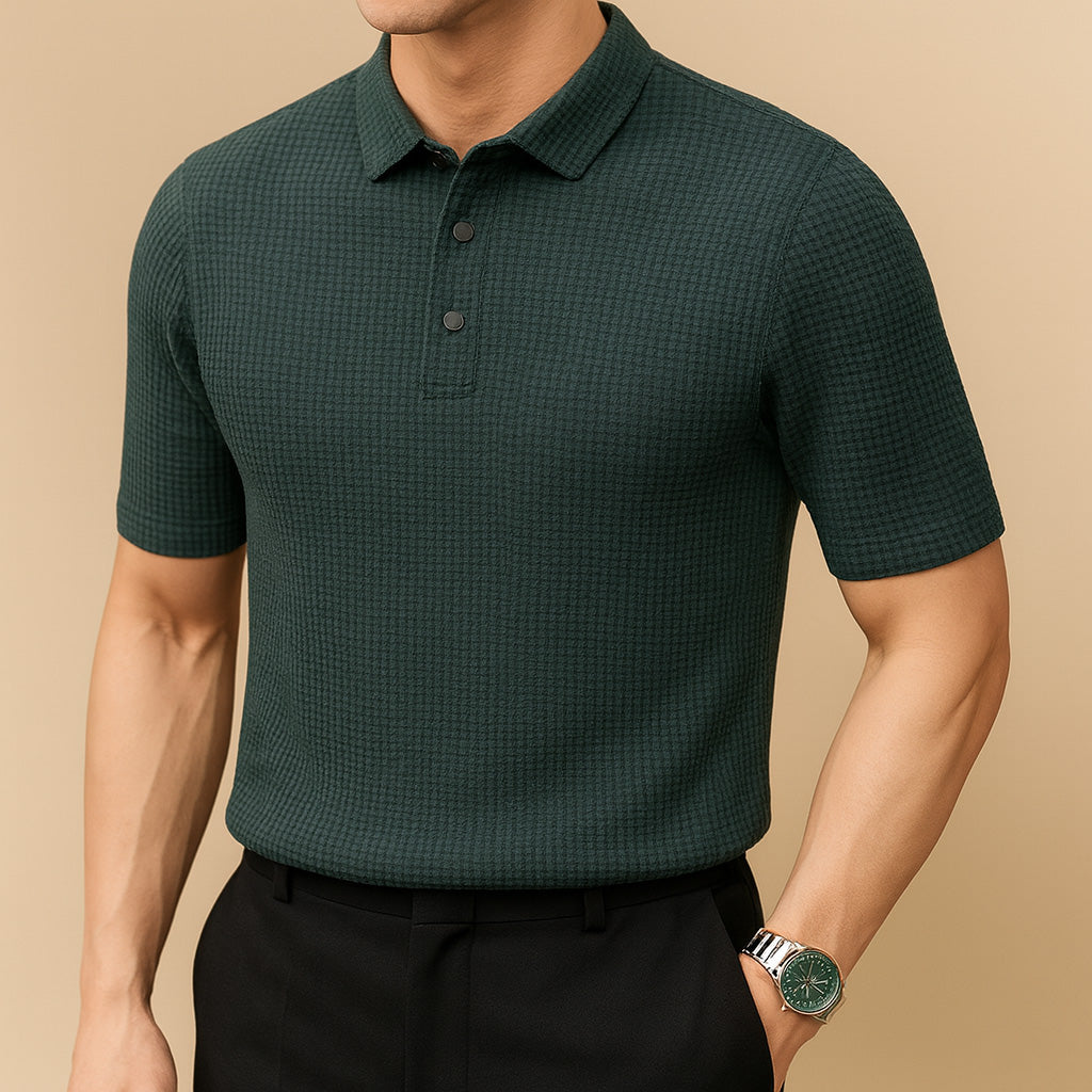 Textured Knit Polo Shirt