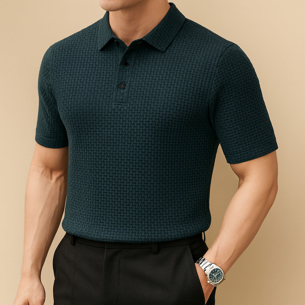 Textured Knit Polo Shirt