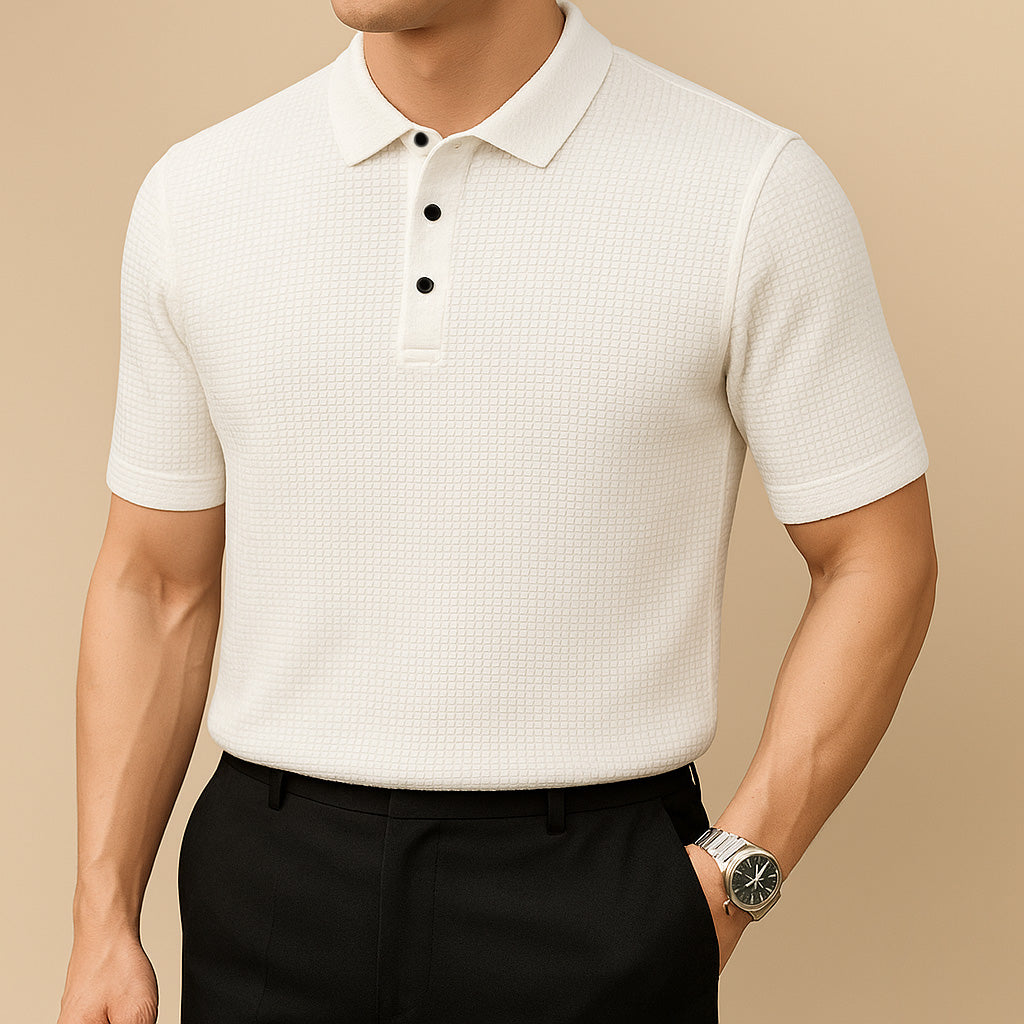 Textured Knit Polo Shirt