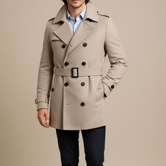 Slim-Fit Double-Breasted Trench Coat