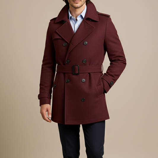 Slim-Fit Double-Breasted Trench Coat