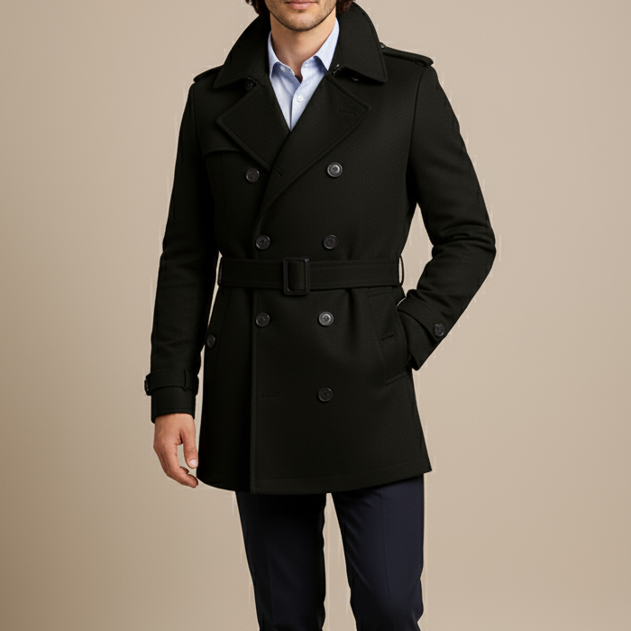 Slim-Fit Double-Breasted Trench Coat