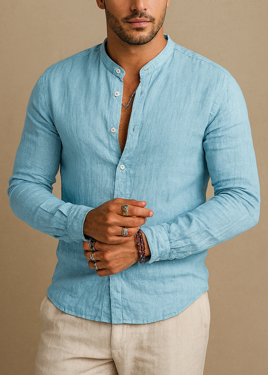 Azure Riviera Linen Shirt
