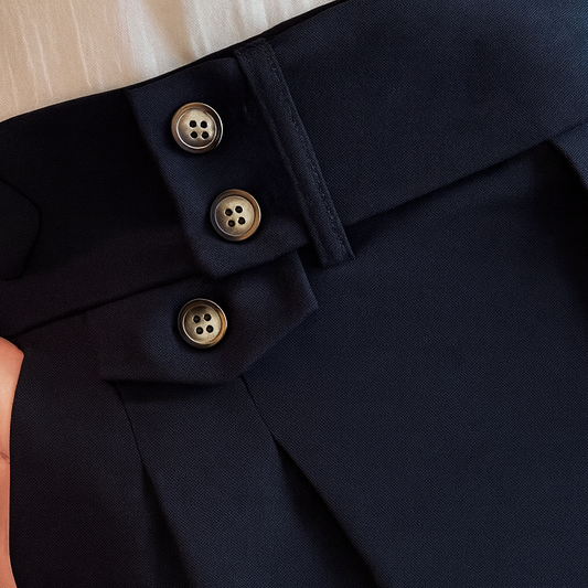 Close-up of a navy blue pant
