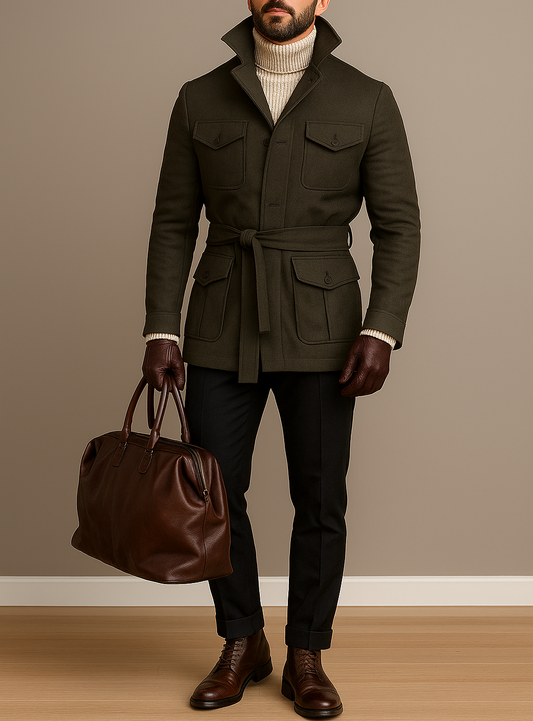 Wool Belted Safari Jacket