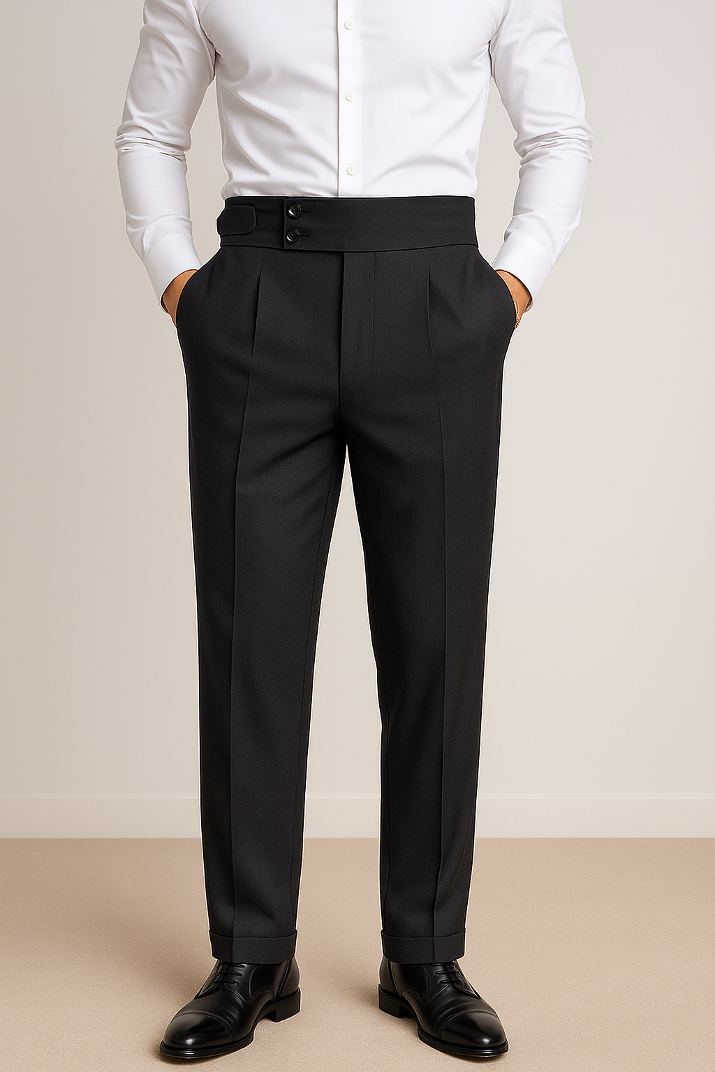 High-Waisted Pleated Dress Pants