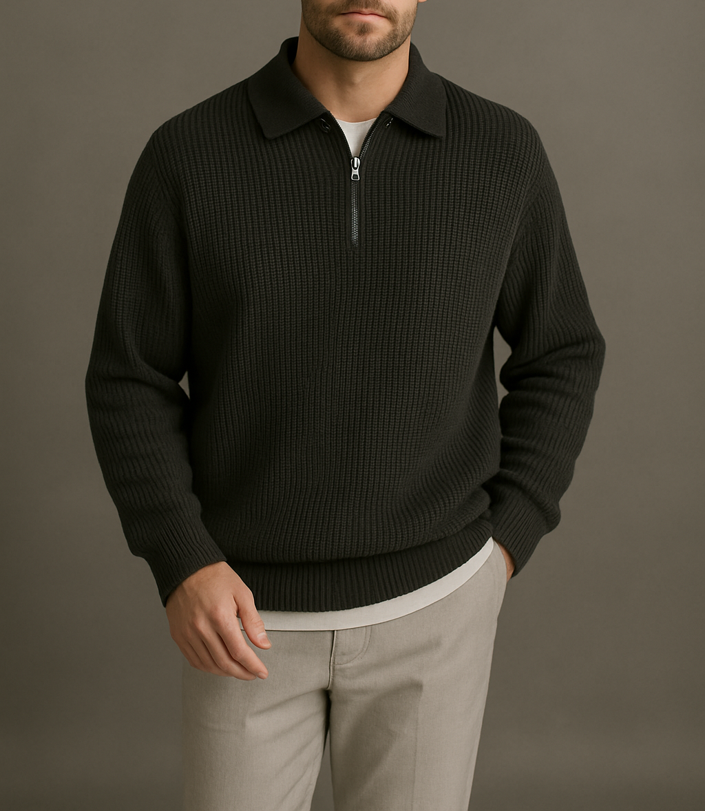 Ribbed Quarter-Zip Sweater