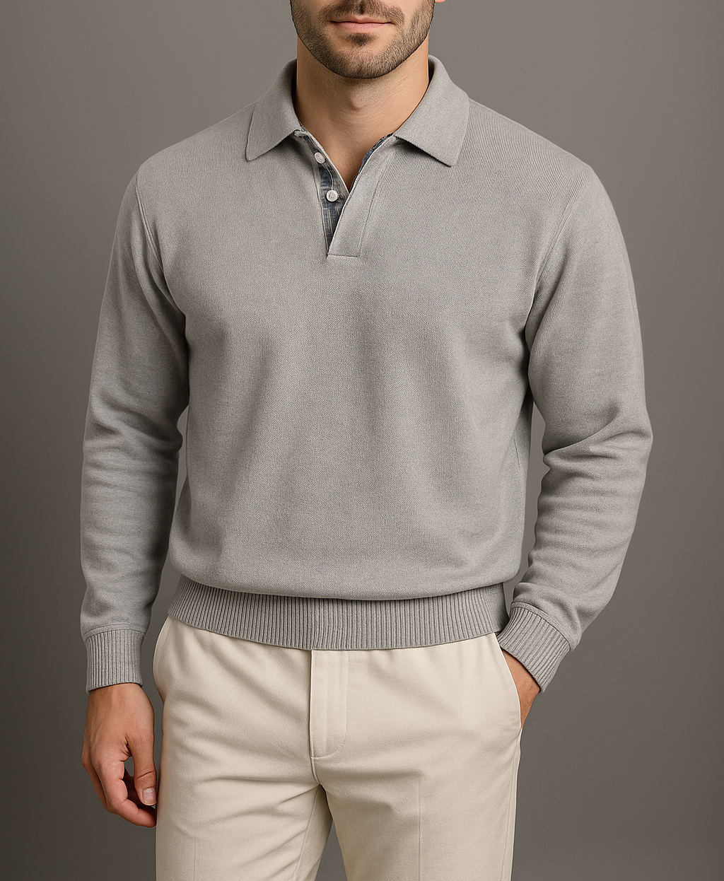 Casual Polo Sweatshirt