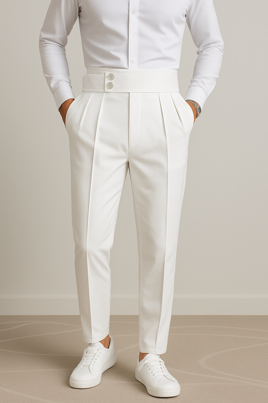 High-Waisted Pleated Dress Pants