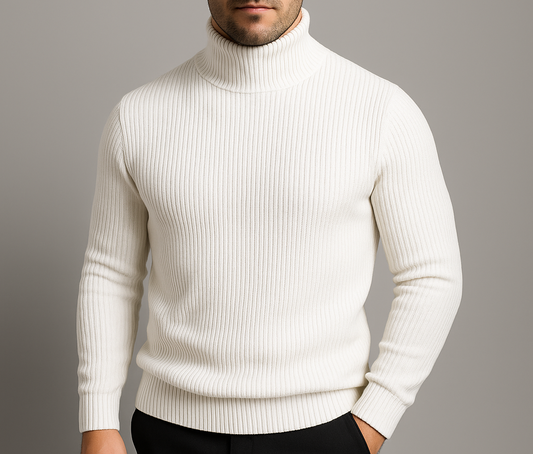Ribbed Knit Turtleneck Sweater
