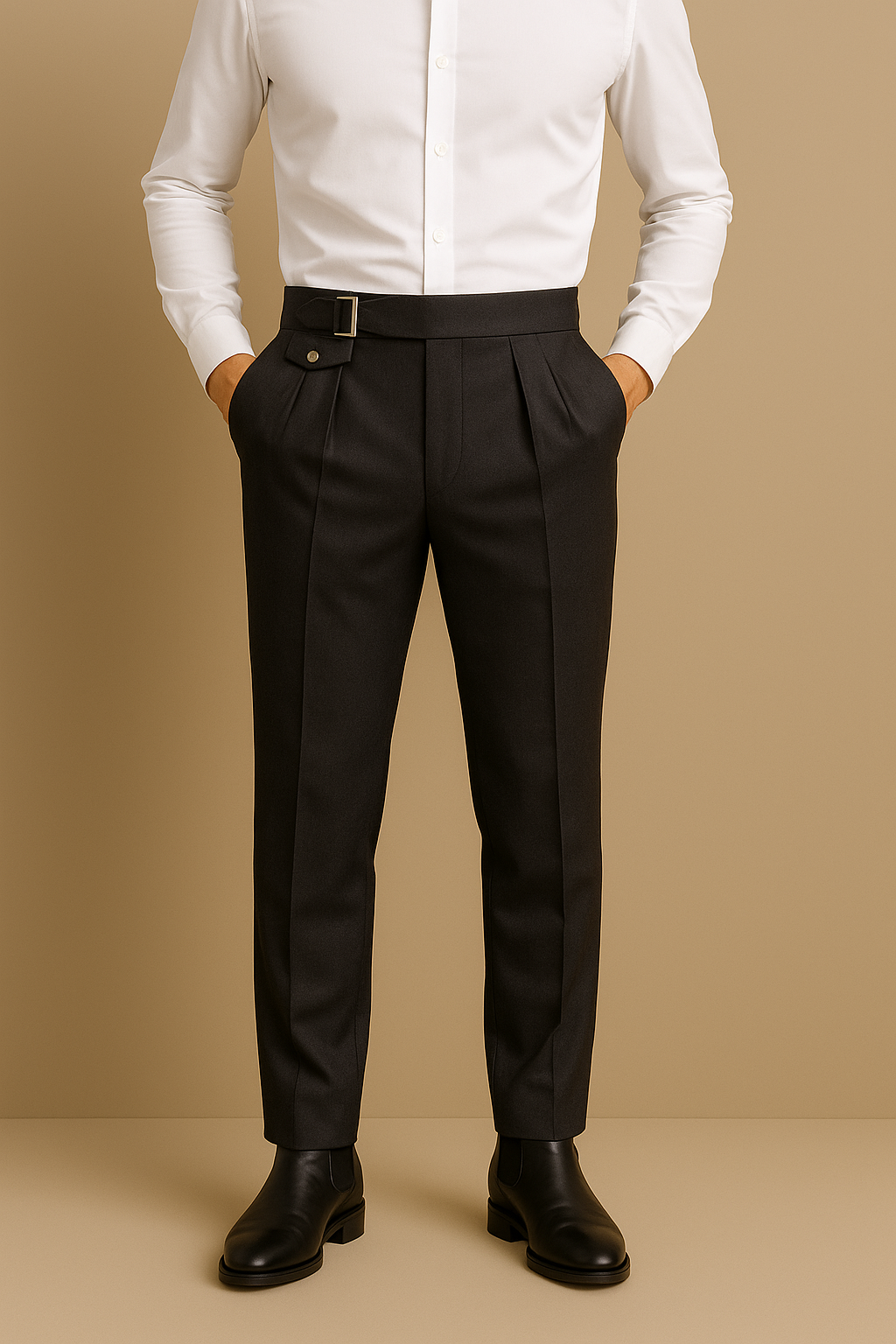 Belt-Tab Trousers