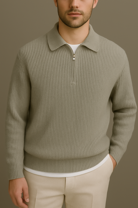 Ribbed Quarter-Zip Sweater