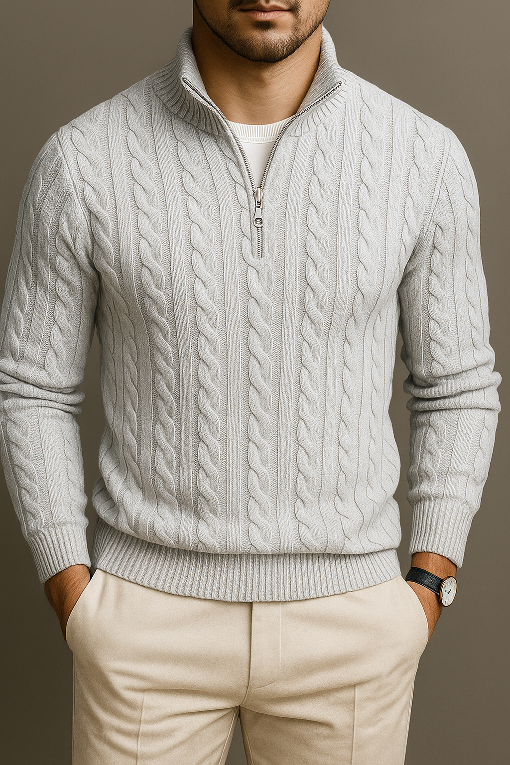 Cable Knit Quarter-Zip Sweater