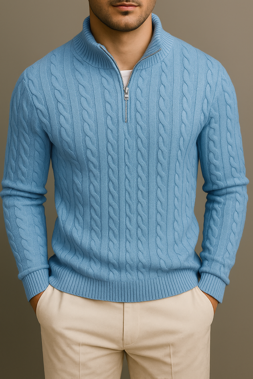 Cable Knit Quarter-Zip Sweater