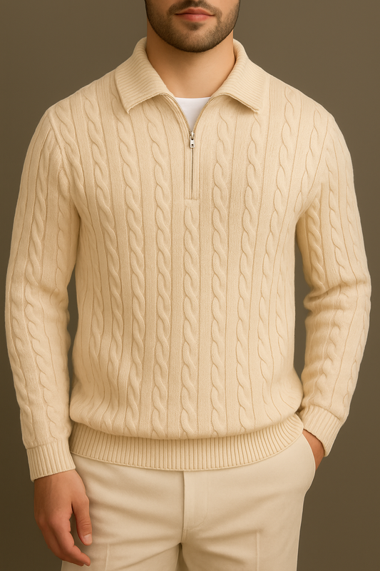 Cable Knit Quarter-Zip Sweater