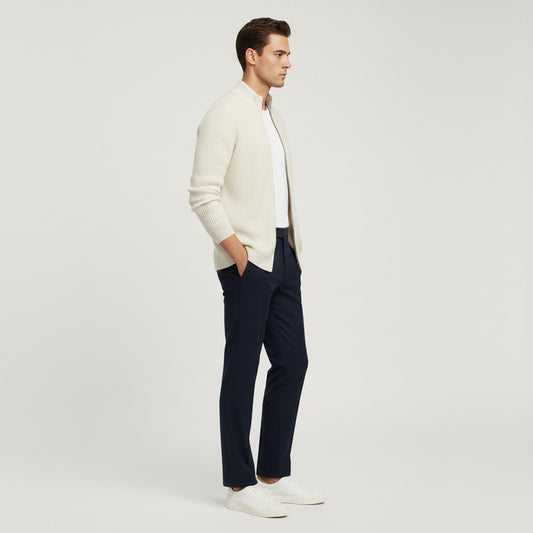 Ribbed Zip-Up Knit Jacket