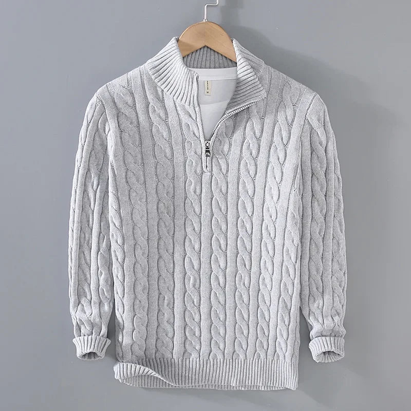 Cable Knit Quarter-Zip Sweater