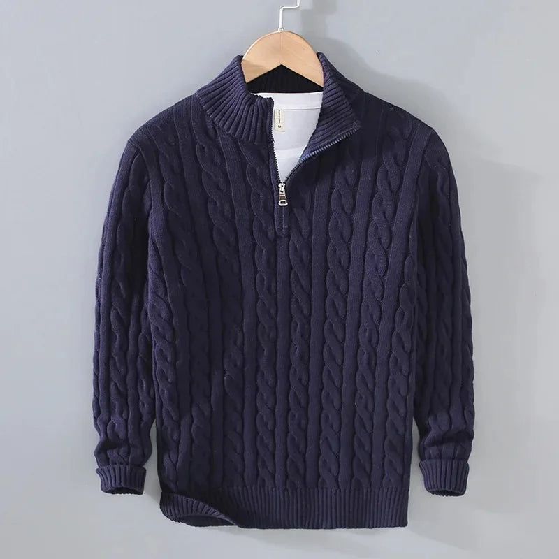 Cable Knit Quarter-Zip Sweater
