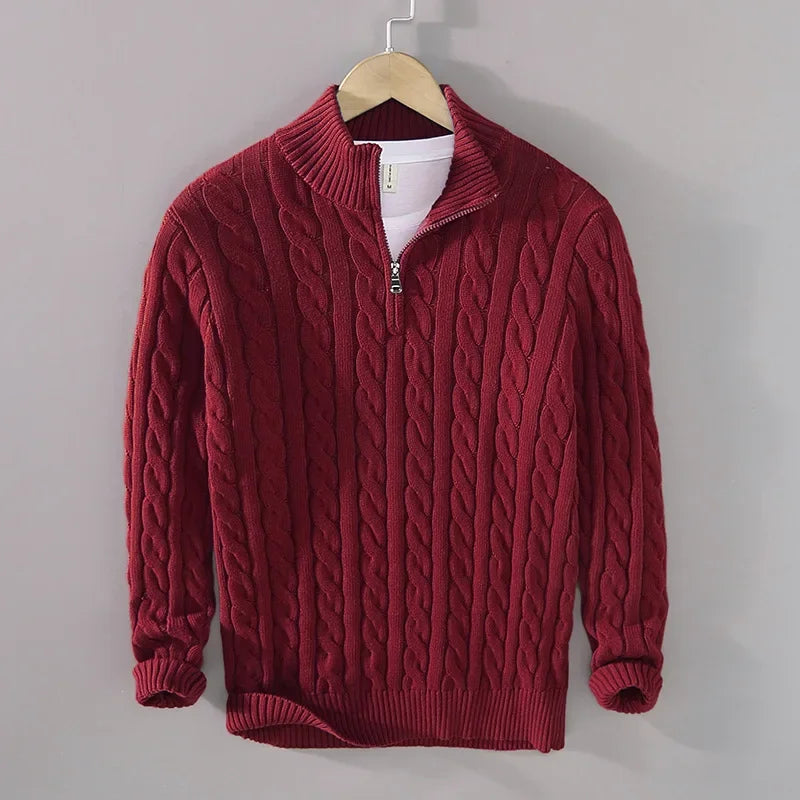 Cable Knit Quarter-Zip Sweater