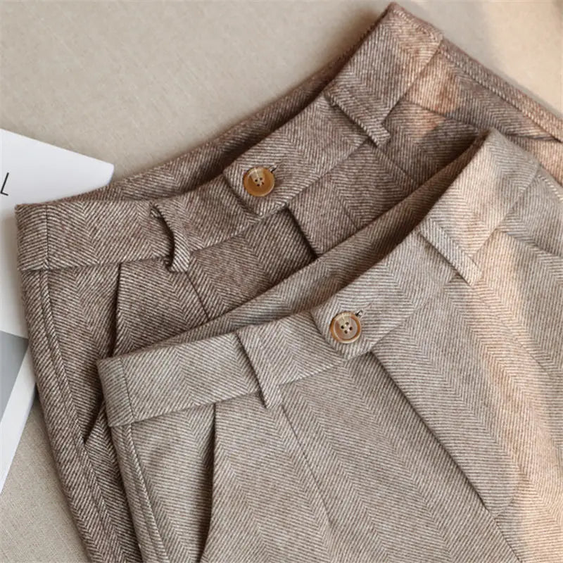 Wool Blend Tailored Trousers