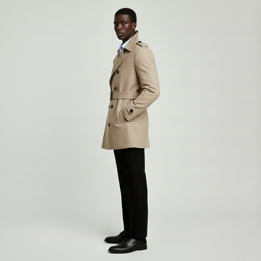 Slim-Fit Double-Breasted Trench Coat