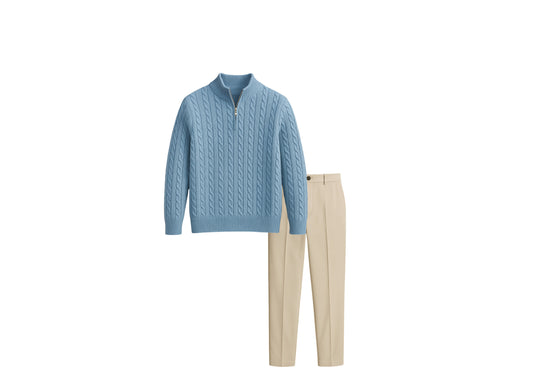 Riviera Sky Cable‑Knit Set