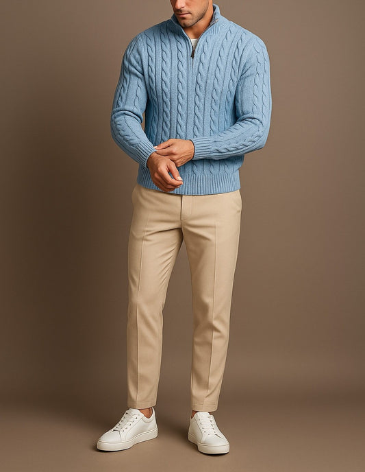 Riviera Sky Cable‑Knit Set