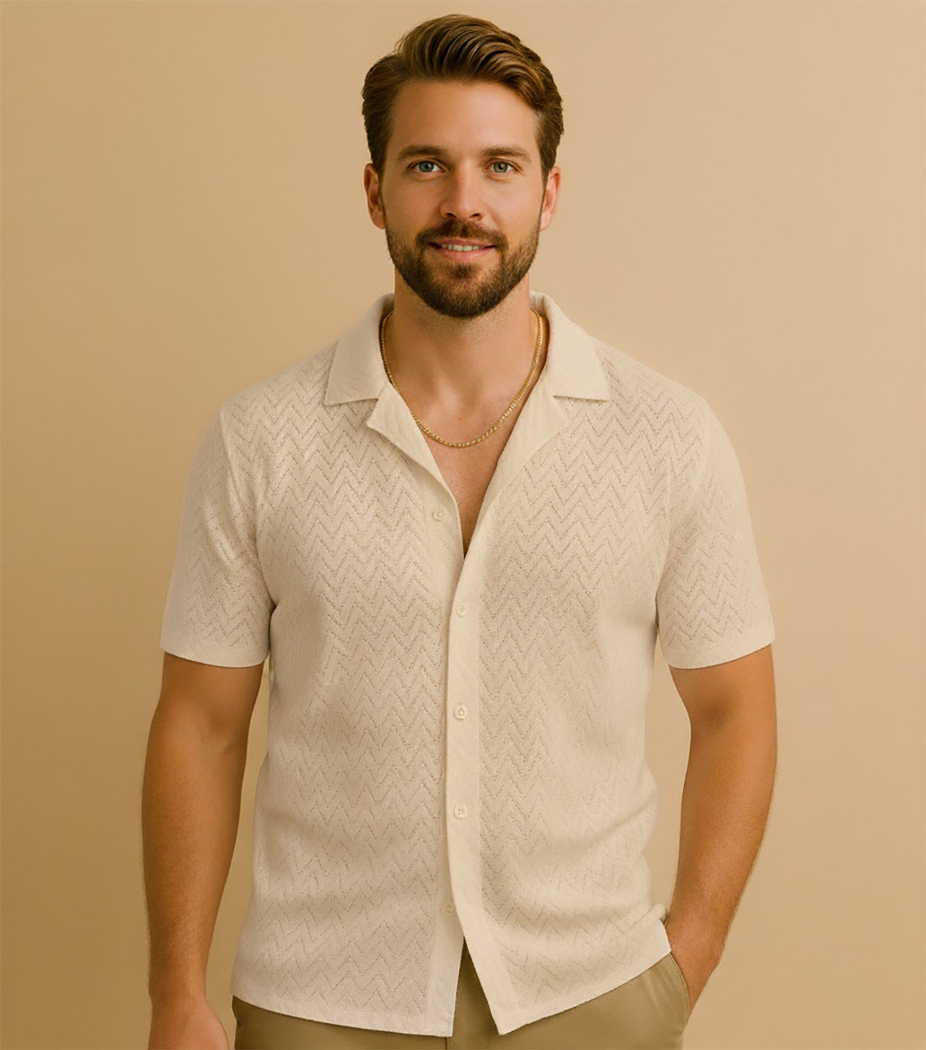 Openwork Crochet Shirt