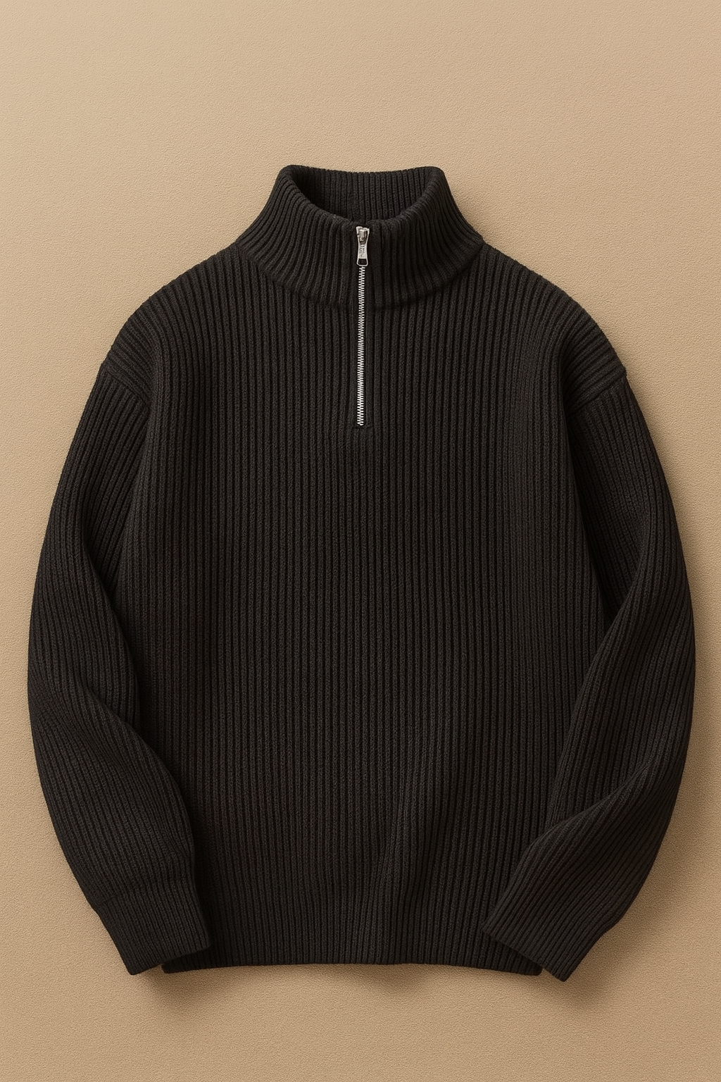 Ribbed Half-Zip Wool Sweater