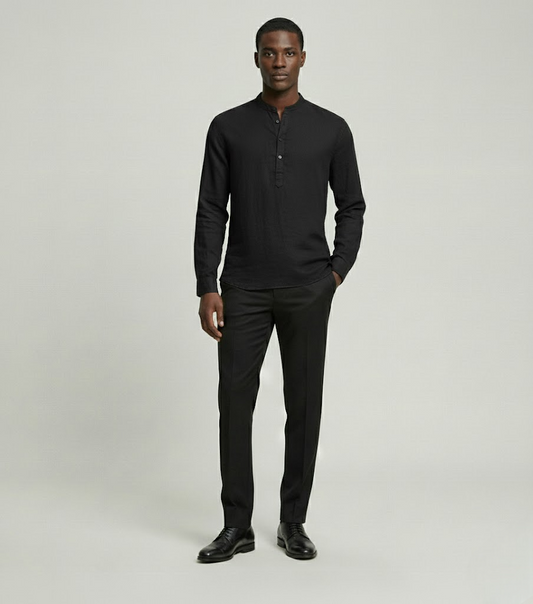 Ivory Linen Grandad Shirt