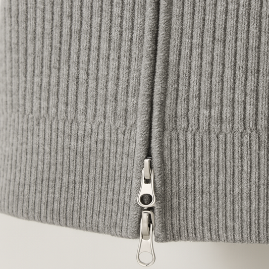 Ribbed Zip-Up Knit Jacket