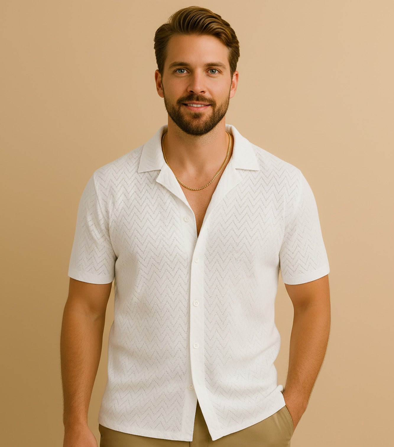 Openwork Crochet Shirt