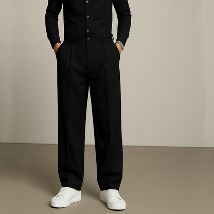Wide-Leg Pleated Trousers
