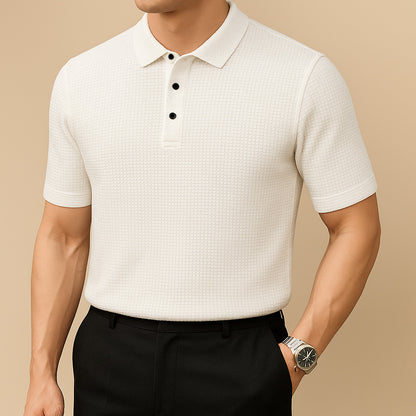 Textured Knit Polo Shirt