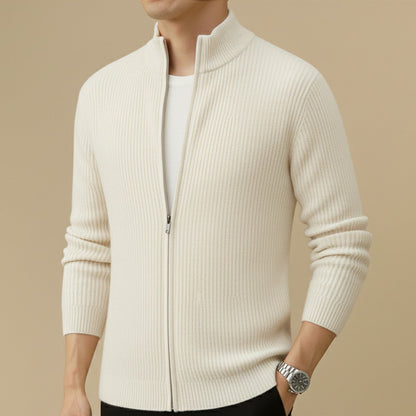 Ribbed Zip-Up Knit Jacket