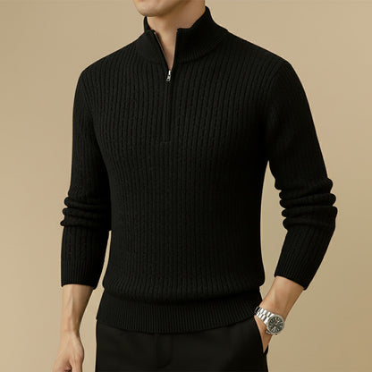Ribbed Half-Zip Wool Sweater