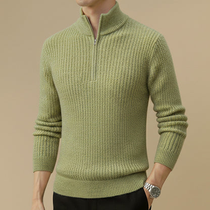 Ribbed Half-Zip Wool Sweater