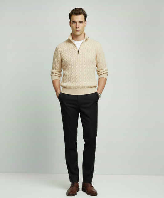 Cable Knit Quarter-Zip Sweater
