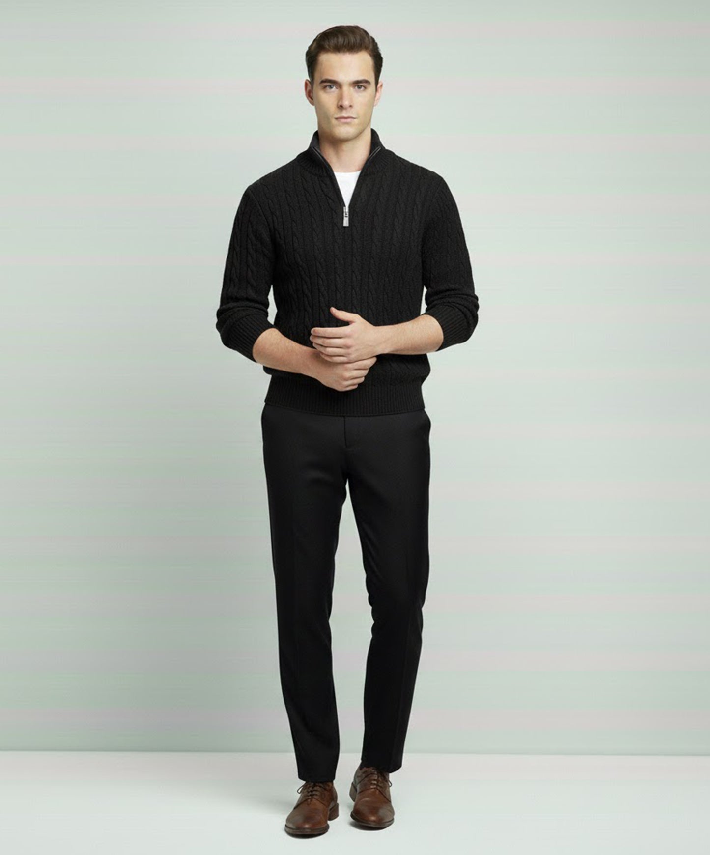 Cable Knit Quarter-Zip Sweater