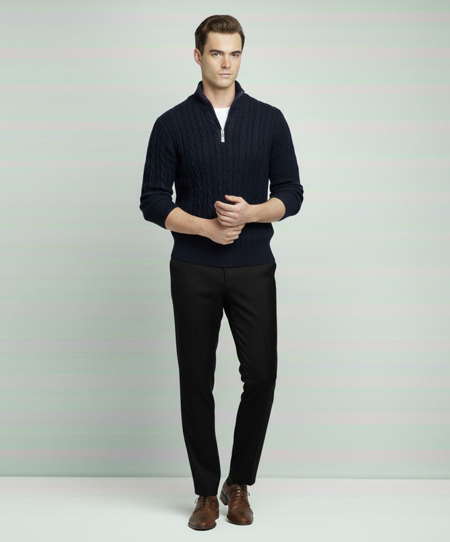 Cable Knit Quarter-Zip Sweater