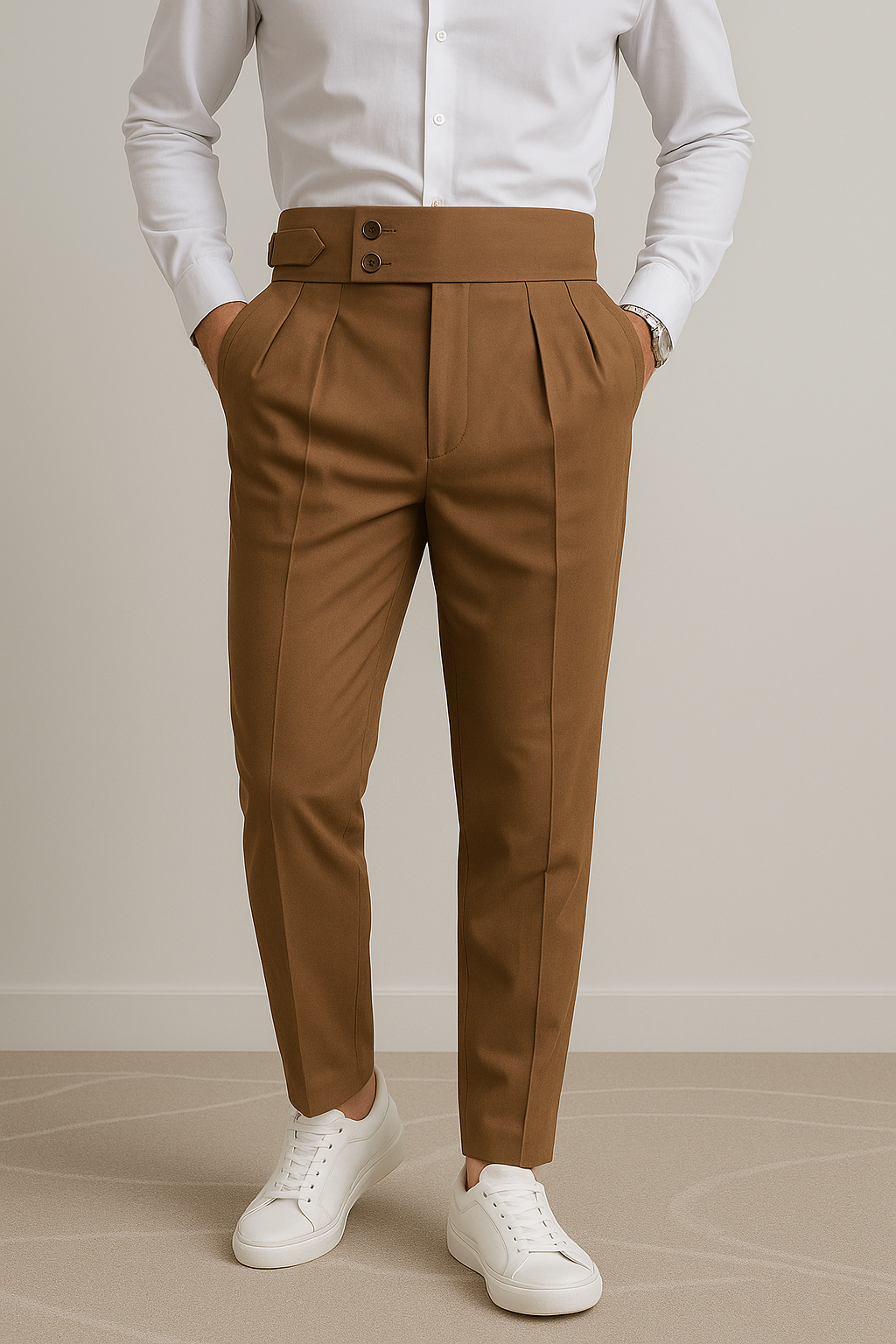 High-Waisted Pleated Dress Pants