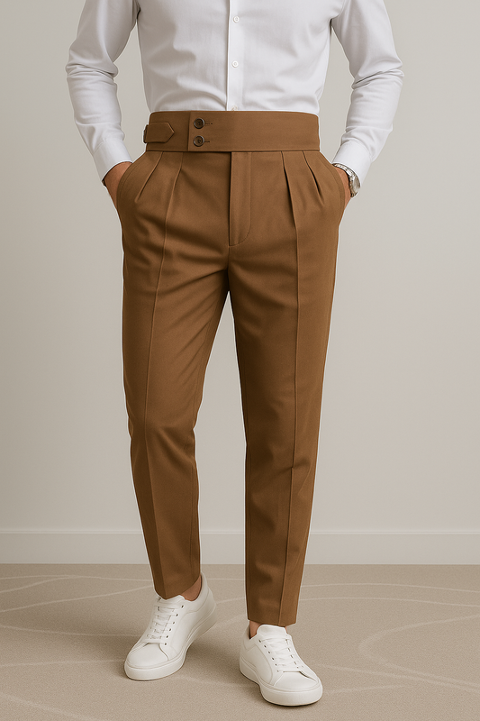 High-Waisted Pleated Dress Pants