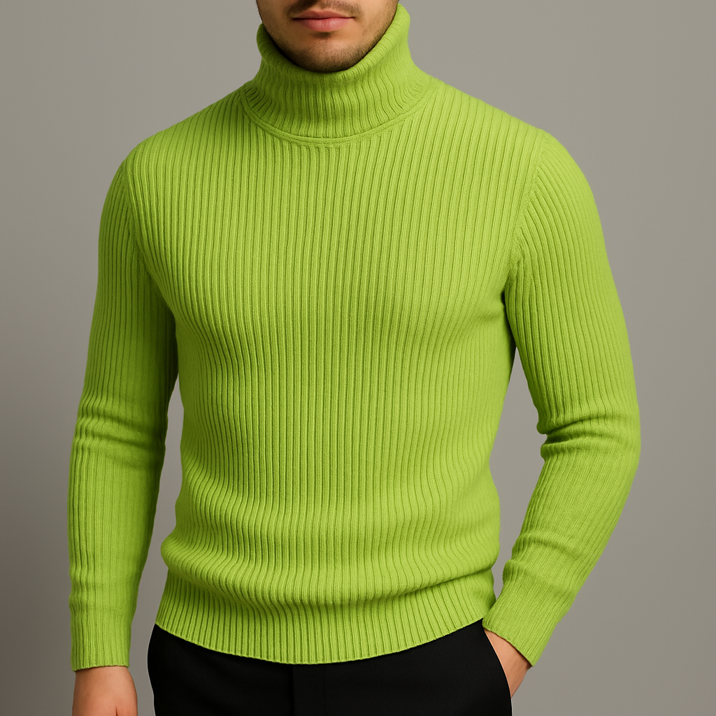 Ribbed Knit Turtleneck Sweater