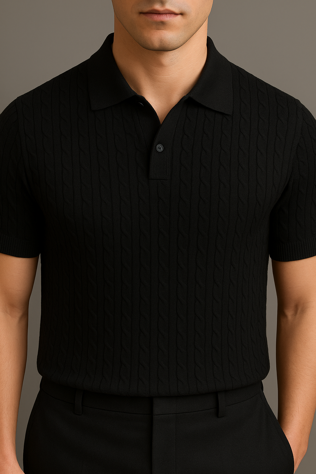 Men's Textured Knit Polo Shirt