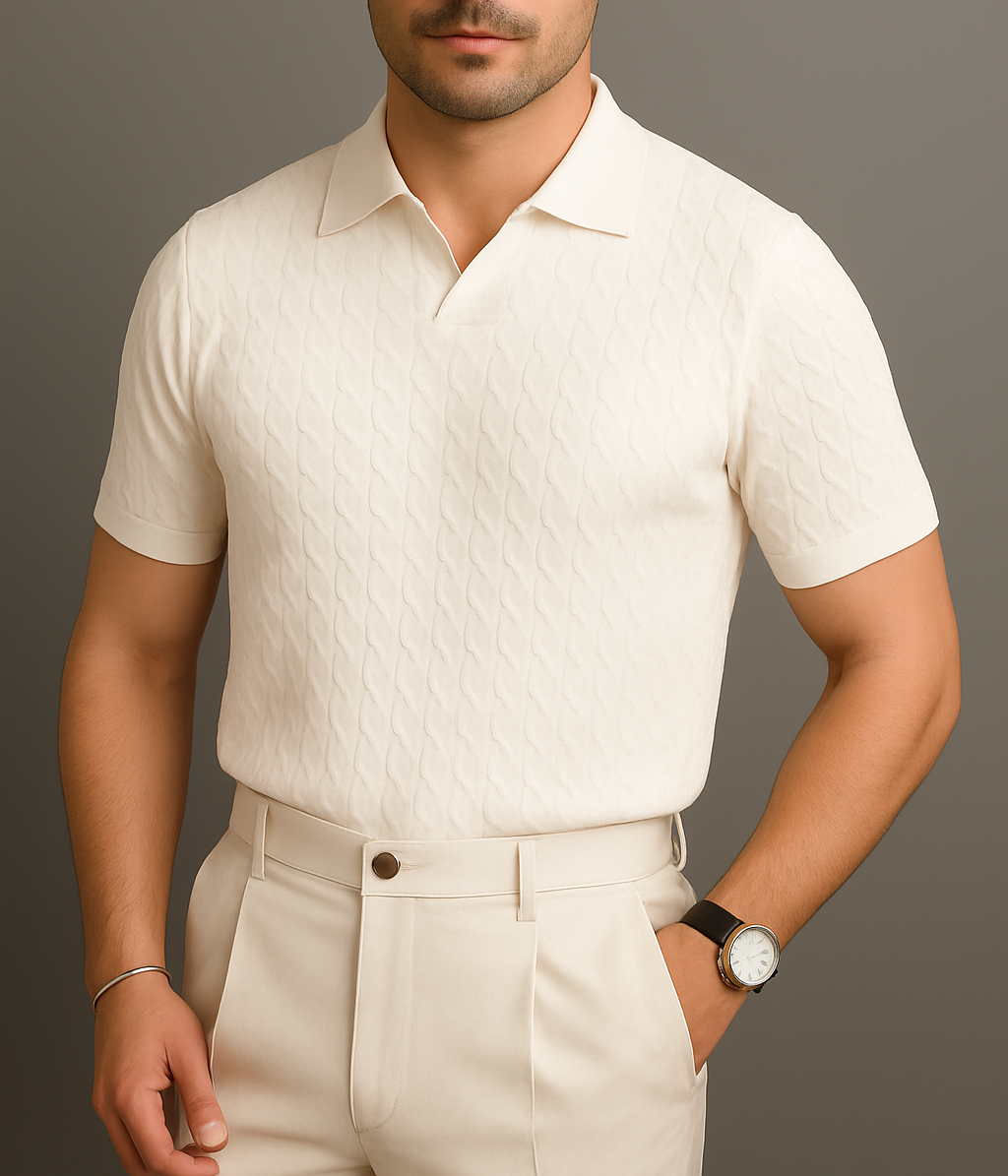 Men's Textured Knit Polo Shirt