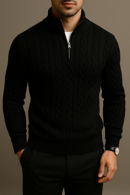 Cable Knit Quarter-Zip Sweater